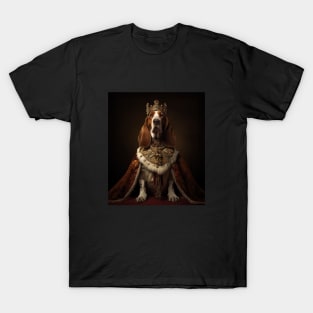 Noble Mahogany & White Basset Hound - Medieval King T-Shirt